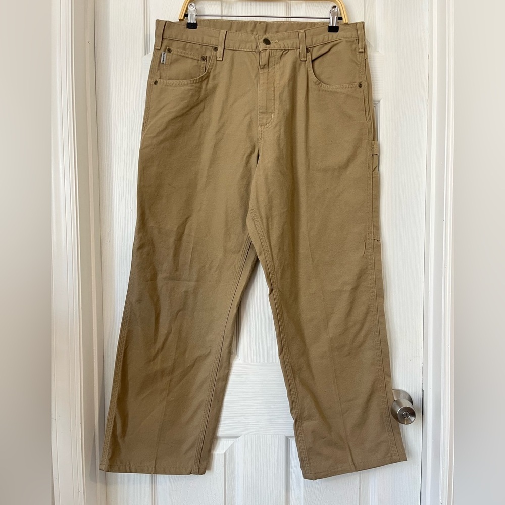 Carhartt Mens Tan Carpenter Work Pants Loose Fit 36x29